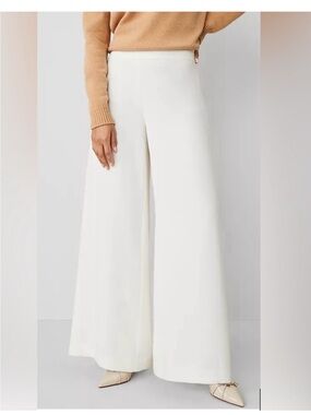Ann Taylor WWide-Leg Cream High-Waist Women's Pants size 6